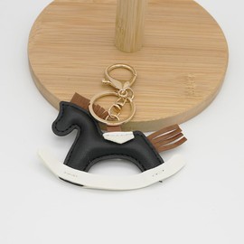 Moydolo PU leather Pony keychain pendant Rocking Horse Charm Key Chain Ring Gift for Women Handbags Purse Car Accessories