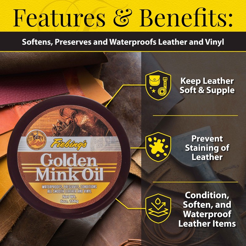 Fiebing's Golden Mink Oil for Leather Boots (6 oz) -