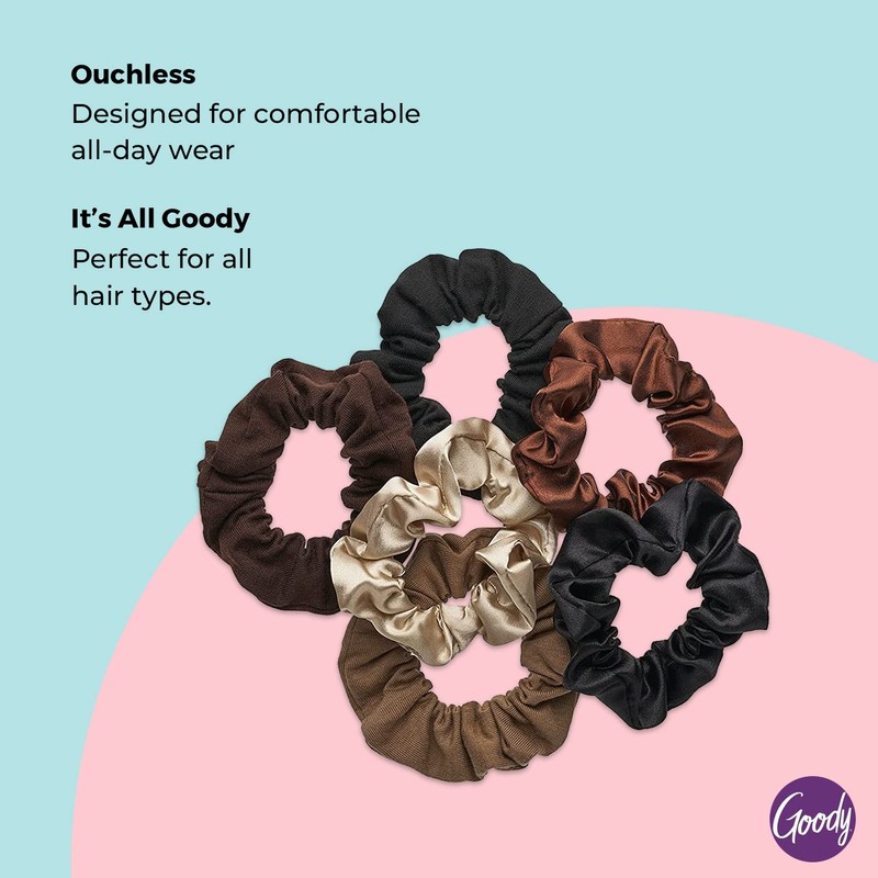 Goody Ouchless Scrunchies for Women, 6 Ct, Starry Night, Damage-Free