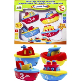 3 Bees & Me Bath Toys for Boys and Girls - Magnet Boat Set for Toddlers & Kids - Fun & Educational