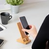 LIKSANGMETALS Wooden Countertop Simple Cell Phone Holder with Mirror (Bamboo)