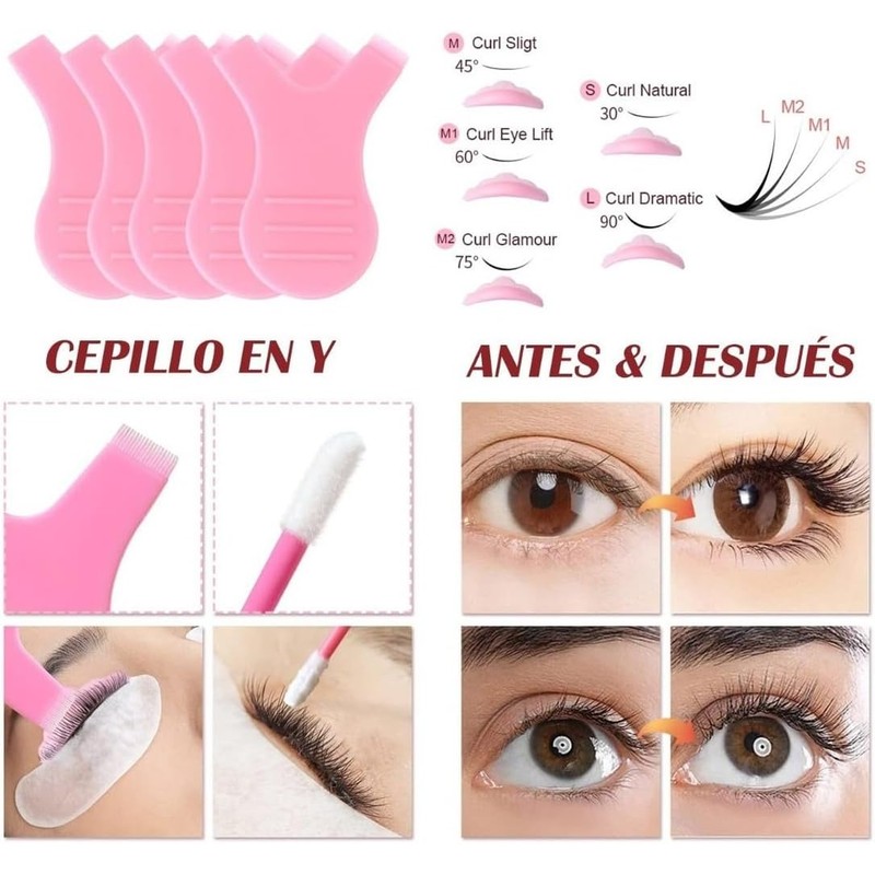 Kit de Pestañas 1x1, Parches, Microbrush, Ventilador, Cepillo 1