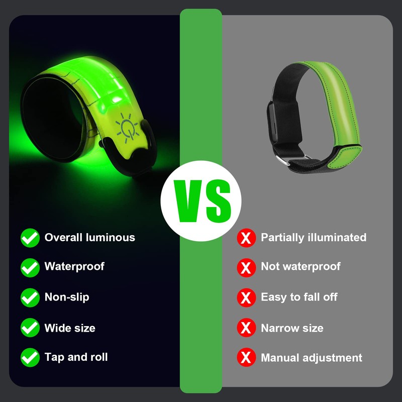 flintronic 2 Packs Light Up Armband LED Slap Safety Armband