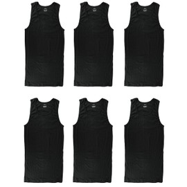 Gelante 6 Packs 100% Cotton Athletic Men's Basic Tank Top 7001-BK-XXL Black