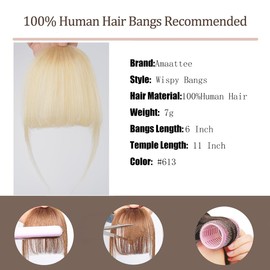 Amaattee Clip In Bangs-Fake Bangs Hair Clip in Bangs Real Human Hair Air Curtain Bangs For Women Clips Wispy Bangs Hair Extensions Fringe With Temples Hairpieces Curved Bangs For Daily Wear（#613）