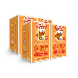 Southern Breeze Cold Brew Sweet Tea Mango Iced Tea with Black Tea and Zero Carbs Zero Sugar, 20 Individually Wrapped Tea Bags, Pack of 4