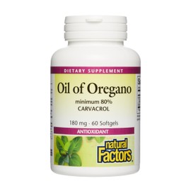 Natural Factors Oil of Oregano - Supports Healthy Immune System Function - Herbal Supplement with Olive Oil & Vitamin E - Non-GMO Antioxidant Support Supplement - 60 Softgels (60 Servings)