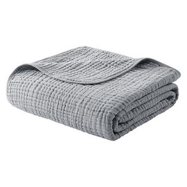 Yoofoss Muslin Blanket 100% Cotton Throw Blanket Large 50" x 60" for Bed Couch 6-Layer Gauze Blanket for Adults Sofa Lightweight and Breathable Apricot White - Color: Grey, Size: 60" × 80"