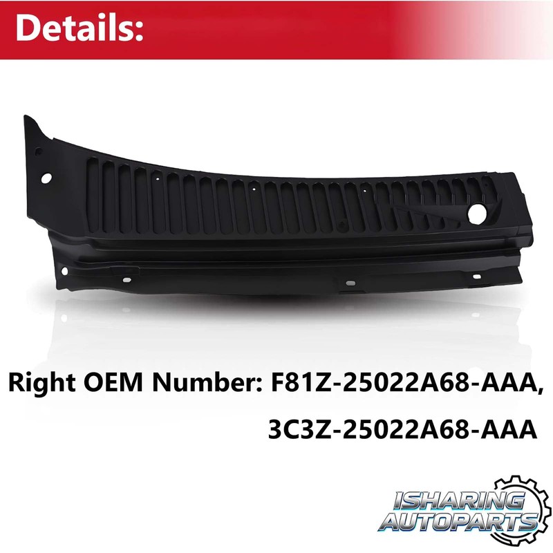 2Pcs Black Windshield Wiper Cowl Panel for 1999-2007 Ford F250
