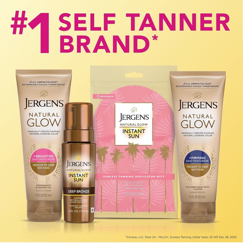 Jergens Natural Glow + reafirmante hidratante diario, Medium to Tan,