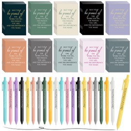 Harloon 100 Pcs Employee Appreciation Gifts Thank You Gifts Bulk Inspirational Notepads Ballpoint Pens Mini Motivational Notebooks for Volunteer Teachers Staff Coworker Team Office(May You Be Proud)