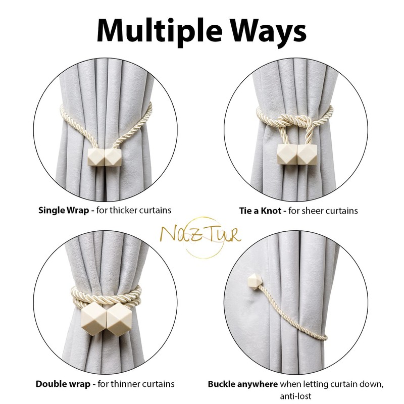 NazTur Magnetic Curtain Tiebacks- Upgrade 2022 with a Thicker Twist