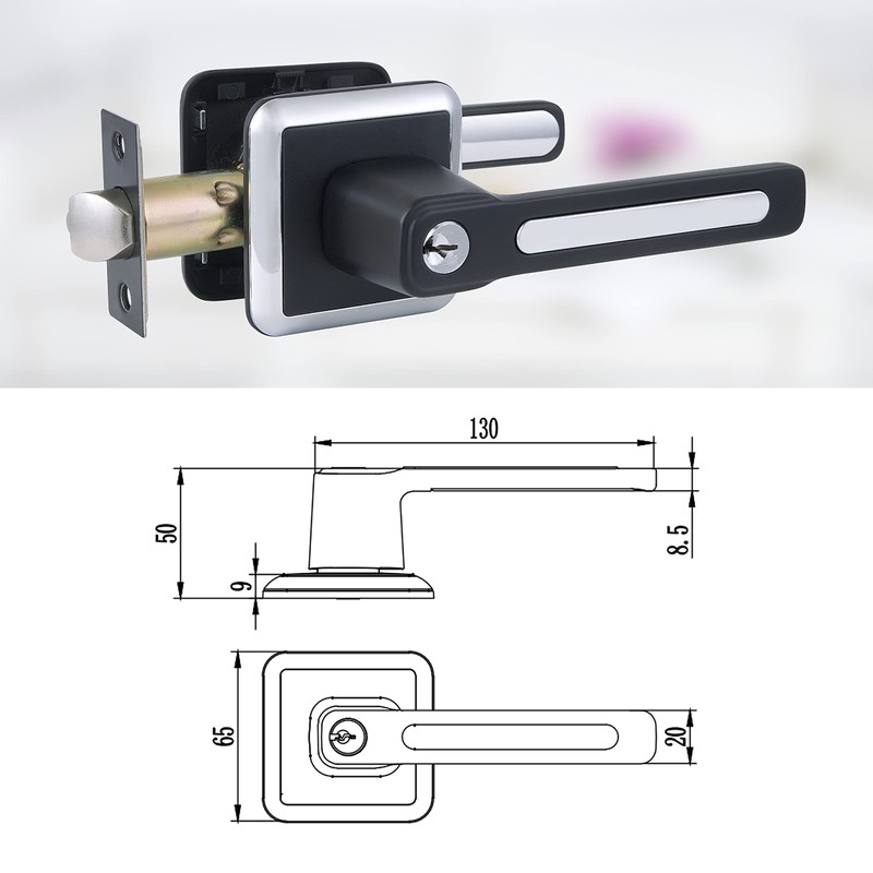BAOLONG Square Modern Door Handle and Lockset with Same Key,