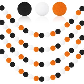 MARFOREVER 4 Pack 26.3 Feet St Patricks Day Decorations Pom Pom Garland, Green White 30 Balls St. Patrick's Day Felt Garlands for Irish Holiday Shamrock Birthday Party Mantel Wall Tree Hanging Decor