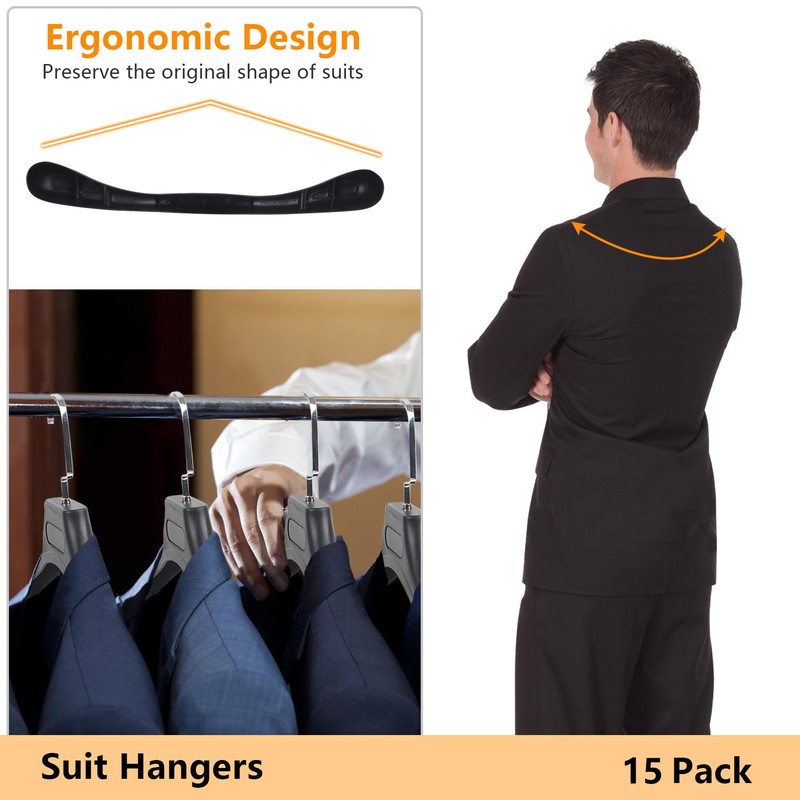 DEDU Suit Hangers for Men 15 Pack, Extra Wide Suit