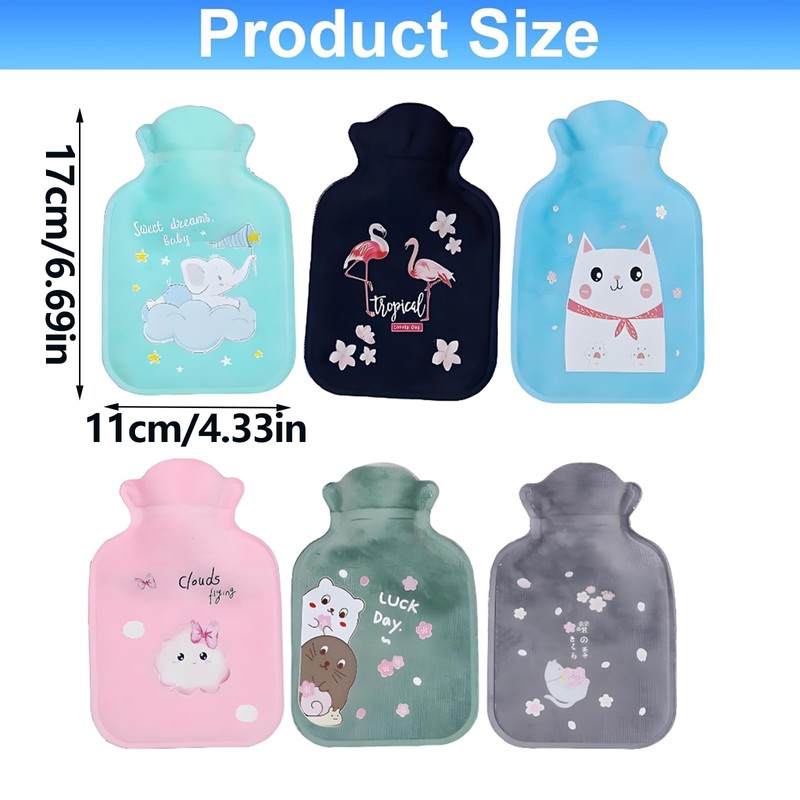 6 Pcs Mini Hot Water Bottles with Covers, Small Hot