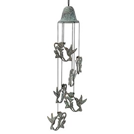 SPI Home Hummingbirds Feeding On Flowers Brass Wind Chime