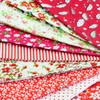 Pack of 9 Red & White 100% Cotton Fabrics for