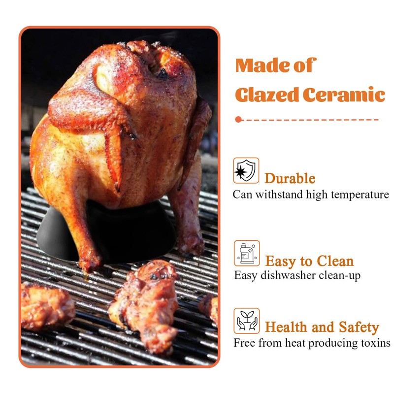 Large Ceramic Roaster Rack for Turkey&Big Chicken,Beer Can Turkey Stand