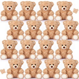 Silipull 16 Pieces 8 Inch Bear Stuffed Animal Bulk for Birthday Baby Shower Soft Stuffed Bear Plush Toys Party Favors Animal Decorations for Christmas Party Gifts Supplies