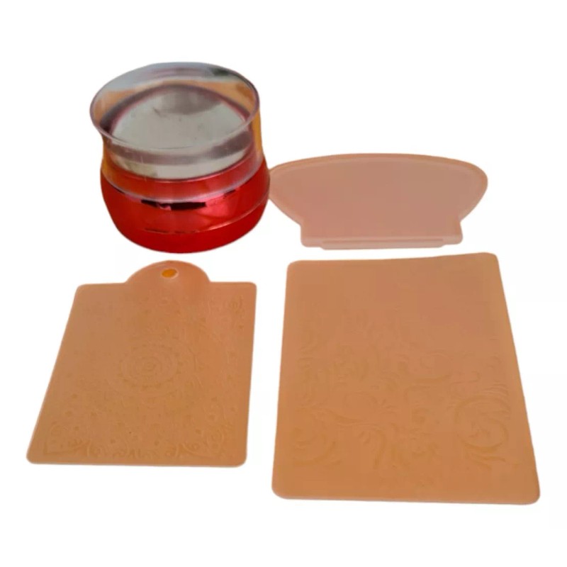 Firma Kit Para Estampado En Uñas 3 Pinturas+4 Placas+stamper Firma