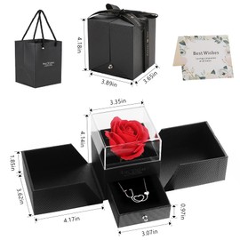 HSWYFCJY Preserved Eternal Rose, Black Bow Flower Box with Gift, Rose Gifts for Women for Valentine's Day, Mother's Day, Anniversary, Birthday for Mother, Sister, Wife