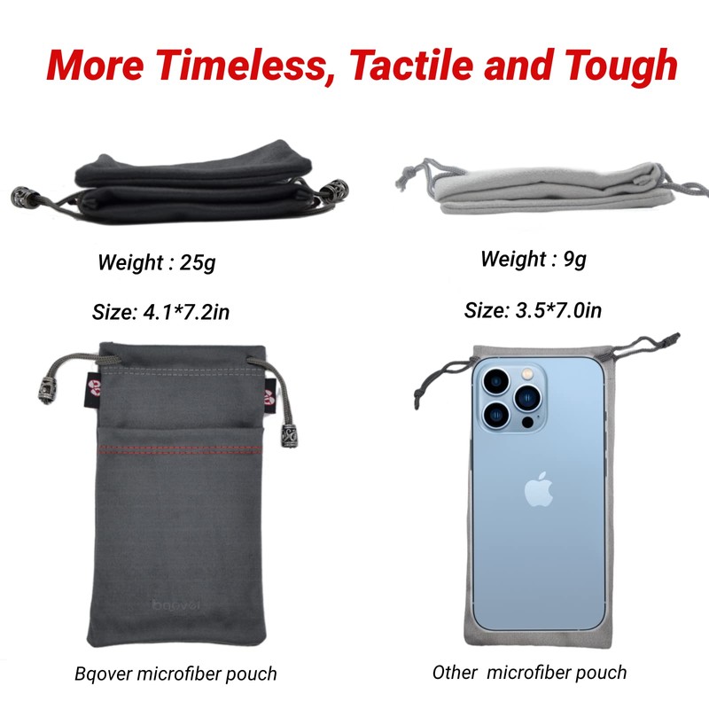 bqover Double Microfiber Suede Pouch, Soft Eyeglasses/Sunglasses Pouch with Removable