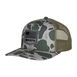 Beretta Men's PM Trucker Green Duck Vintage Camo Breathable Lightweight Outdoor Casual Baseball Cap with Adjustable Snapback - One Size Fits Most