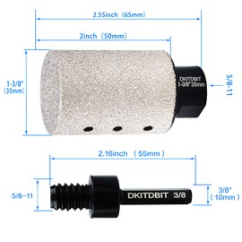Diamond Coated Finger Bit, 1-3/8" Tile Milling Bit to Enlarge Polish Shape Holes on Porcelain Ceramic Marble Granite Tile Countertop, with 5/8-11 Thread to 3/8" Hex Shank Adapter, Diameter 35mm