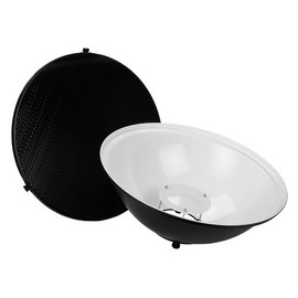 Fotodiox Pro Beauty Dish 18" (48cm) kit with Honeycomb Grid (50 Degree), for Novatron M Series Monolight M150, M300, M500, Bare Tube Head 2107FC Strobe Flash Light, Beautydish