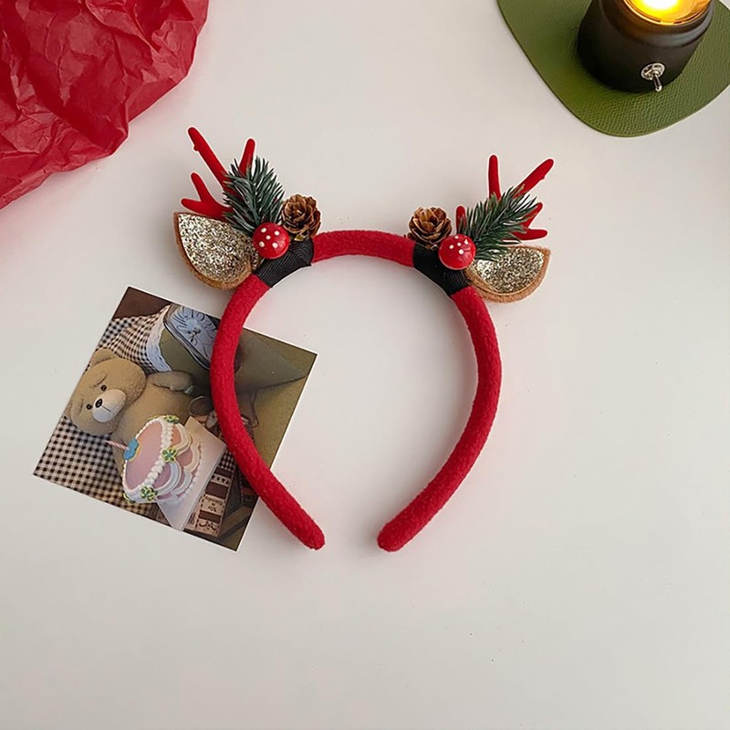Caiguoer Christmas Headband Antlers Headband Flower Pineal Headband for Women