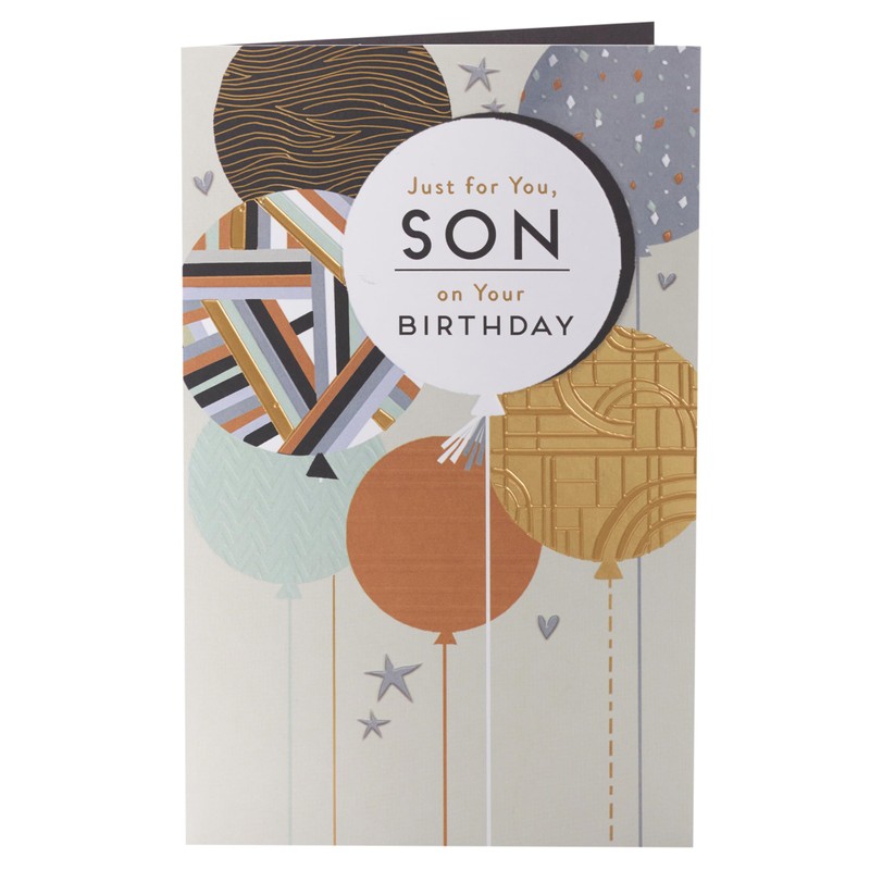 UK Greetings Birthday Card for Son - Cool Balloons Design