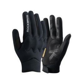 ROCKBROS Mountain Bike Gloves Knuckle Protective Pads MTB Gloves Touch Screen Cycling Gloves Anti-Slip Motorcycle Gloves for Motocross Racing Dirtbike Black