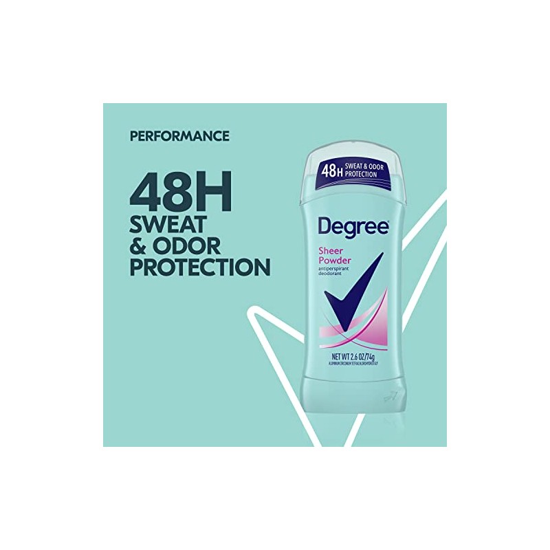 Degree Sheer Powder Antiperspirant Deodorant Stick, 2.6 oz (Pack of
