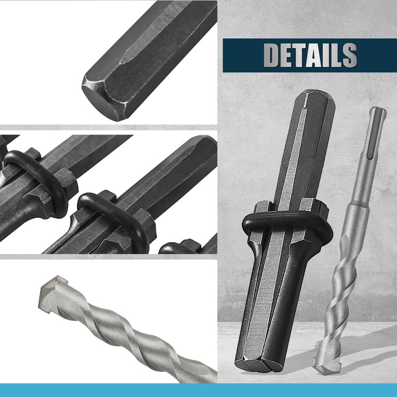 FLKQC 6pcs Rock Splitting Wedges and 1pcs Rotary Hammer Drill