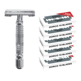 Classic safety razor + double-sided blade 50 packs | Dorco | Hair clipper Men's products Self-haircut Skin care device Shaving Beard grooming / Classic 안전면도기 + 양면날 50입 | 도루코 | 이발기 남자용품 셀프이발 피부관리기 쉐이빙 수염정리
