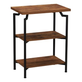 Household Essentials Crown Narrow 3 Shelf Open Storage Bookshelf Rustic Hickory Wood Grain and Black Metal