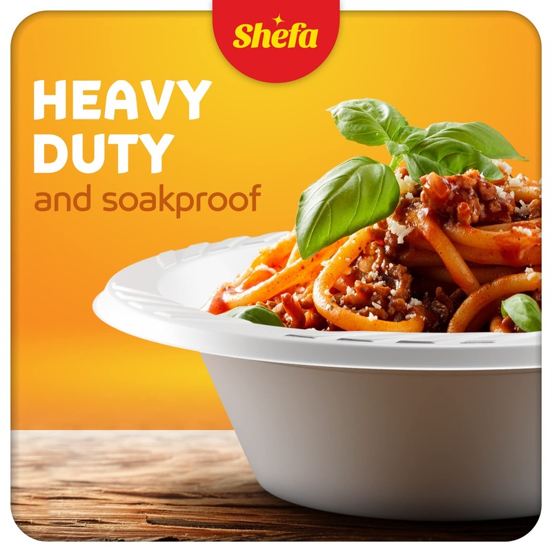 Shefa Pack of 100 White Bowls - Plastic Bowls for