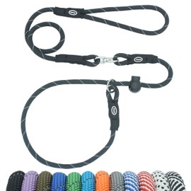 Hiado Slip Lead Dog Leash Reflective with Stopper Rotating Swivel Loop Rope Training No Pull for Small Medium Large Dogs 4ft Black