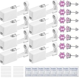 Orglace 38 Pcs Ear Piercing Kit, Disposable Ear Piercing Gun with Cubic Zirconia Stud,Self Ear Piercer Kit Tool at Home (515# Pink)