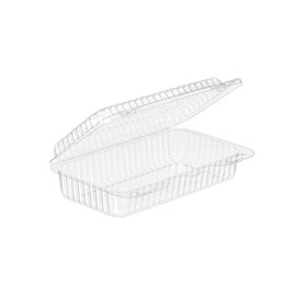 Inline Plastics 21 oz. Rectangular Clear Clam Shell Food Containers with Barlock - Durable & Eco-Friendly Plastic Hinged Take Out Containers - Ideal for Bakeries, Food Services & Supermarkets - SLP17D