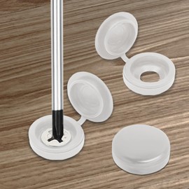 200 Pcs Hinged Screw Cover Caps, Plastic Screw Head Covers, White Screw Caps, Fold Screw Snap Covers Washer Flip Tops for Covering Screw Heads, Screw Protection (S)