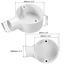 sourcing map 5Pcs PVC Conduit Box Junction Box 1 Way 25mm with Cover, M4 Screws for Home Hose Electrical Conduit Electronic Projects