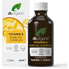 Dr Organic Vitamin E Pure Oil, Hydrating, Essential Oil, All Skin Types, Natural, Vegan, Cruelty-Free, Paraben & SLS-Free, Certified Organic, 50ml, Packaging may vary