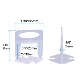 Tile Leveling System Clips 1/8" 2000 Piece 3.0mm Tile Leveler Clips DIY Tile Spacers Tile Leveling Clips for Professional Ceramic Tile and Stone Installation