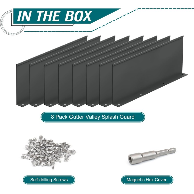 Daisypower 8 Pack Gutter Valley Splash Guards,Rainwater Roof Rain Diverter