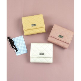 AppelToi Trifold Wallet, Mini Wallet, Small, Card, Box Coin, Bill Holder, Quilting, Menkara, Presentation Color, Trading Card, yellow