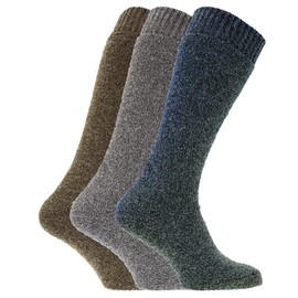 Universaltextilien Herren Thermo-Wollsocken/Thermo-Kniestrümpfe (39-45 EU) (Braun/Blau/Grau)