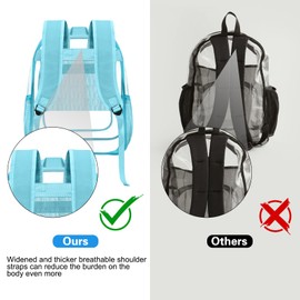 HEEYA Clear Backpack Heavy Duty Transparent Backpack for Security, Sports, Work, Travel, Stadium