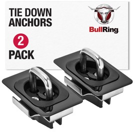 Bull Ring Retractable Flush Fit Truck Bed Tie Down Anchors, Built for 1995+ Dodge Ram & 2014-2019 Tundra Crew Max, Rail Cap Trim Required to Install, 1,000lbs. Rated Capacity (1 Pair)